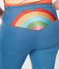 Unique Vintage Rainbow Embroidered Bellbottom Jeans