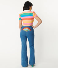Unique Vintage Rainbow Embroidered Bellbottom Jeans