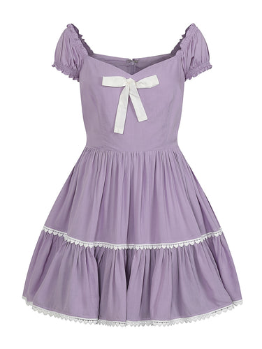Collectif Lolisa Doll Dress mauve purple peasant style lolita minidress retro vintage rockabilly pinup clothing swing dress Suzie's Bombshell Boutique