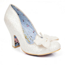 Irregular Choice Nick of Time Shoes White Irregular Choice Canada off white sparkly glitter wedding shoes with bow on toe quirky bride bridal footwear retro vintage pinup 40s 50s shoes Canadian Pin-Up Shop Suzie's Bombshell Boutique Port Dover