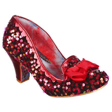 Irregular Choice Kanjanka Shoes Red Sequin Irregular Choice Canada sparkly glitter sequined heels with red toe bow retro vintage pinup footwear for women Canadian Pin-Up Shop Suzie's Bombshell Boutique