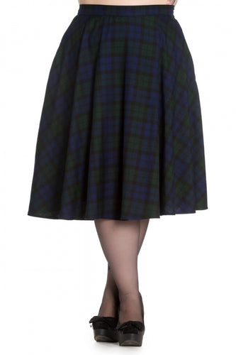 Hell Bunny Doralee Tartan Swing Skirt black watch plaid 1950s 50s retro vintage pinup rockabilly skirt Canadian Pin-Up Shop Suzie's Bombshell boutique
