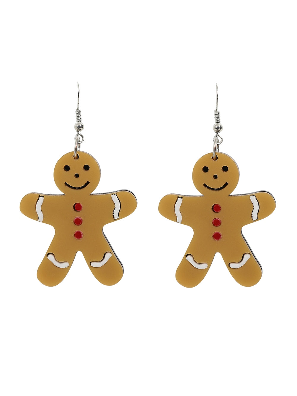 Collectif Gingerbread Man Earrings acrylic christmas pinup jewellery Suzie's Bombshell Boutique