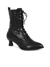 Lulu Hun Sabrina Boots black vegan leather lace up ankle boots granny boot victorian style boots vintage pinup shoes for women Canadian Pin-Up Shop Suzie's Bombshell Boutique