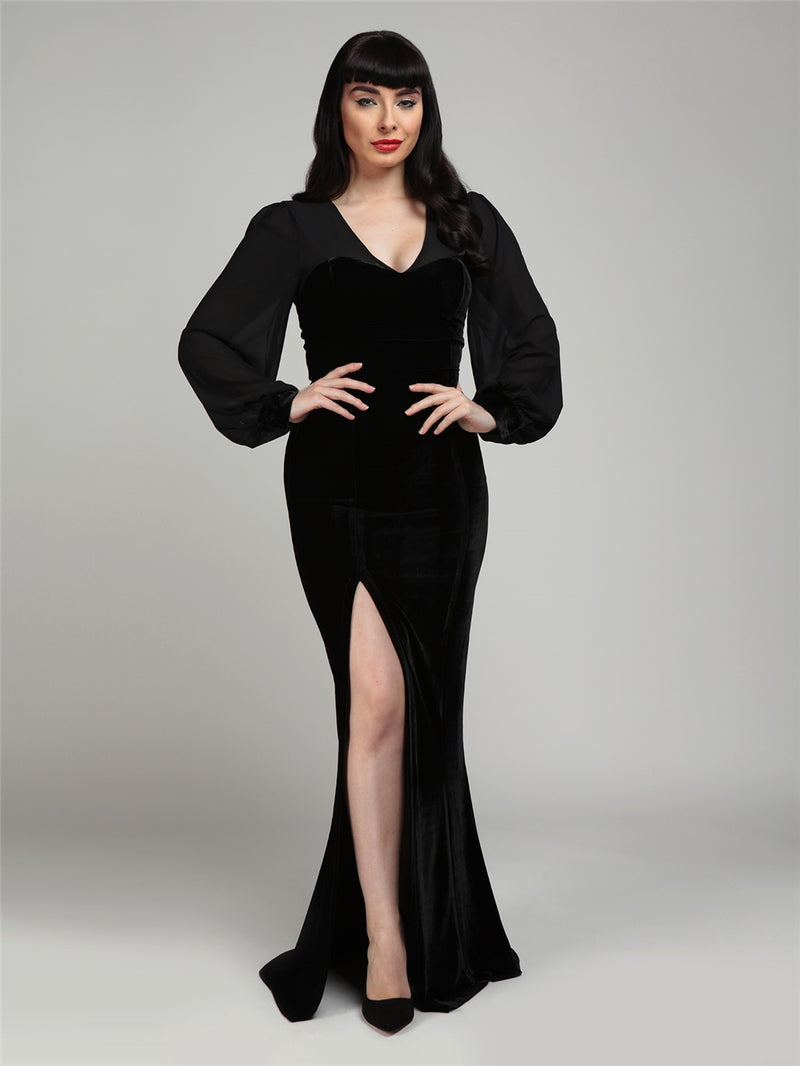 Collectif x mc silver hot sale screening velvet maxi dress