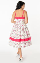 Unique Vintage Darienne Swing Dress - White/Pink Floral