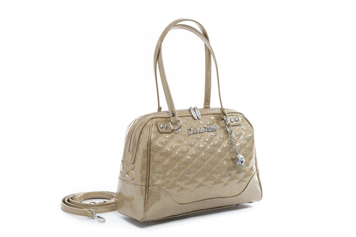 Lux De Ville Temptress Tote Medium Nudie Patootie Sparkle Bag retro vintage pinup purse alt fashion beige cream shiny handbag for women Suzie's Bombshell Boutique