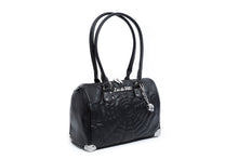 Lux De Ville Maltese Medium Tote Black Matte Bag spiderweb goth rockabilly retro vintage pinup alt fashion Suzie's Bombshell Boutique