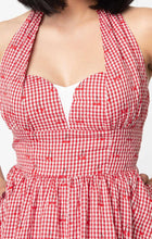 Unique Vintage Sheila Gingham & Cherry Swing Dress - Red