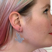 Erstwilder Dove Glitter Resin Drop Earrings - Silver