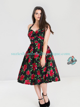 Hell Bunny Cannes 50's Dress Hell bunny Canada black halter neck dress with red roses classy bridesmaid retro vintage pinup rockabilly 50s swing dress Canadian Pin-Up Shop Suzie's Bombshell Boutique Port Dover