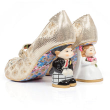 Irregular Choice I Love You Shoes quirky funky wedding shoes with bride and groom character heels retro vintage pinup girl wedding shoes unusual bride Canadian Pinup Shop Suzie's Bombshell Boutique