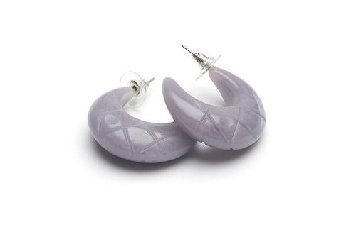 Splendette Small Lilac Fakelite Hoop Earrings bakelite retro vintage pinup jewellery Suzie's Bombshell Boutique