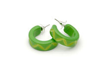 Splendette Carved Hoop Earrings Lime Splendette Canada green tiki carved earrings retro vintage pinup 40s 50s jewellery Canadian Pin-Up Shop Suzie's Bombshell Boutique