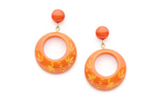 Splendette Carved Drop Hoop Earrings Freesia Splendette Canada orange carved earrings retro vintage pinup tiki western 40s 50s jewellery Canadian Pin-Up Shop Suzie's Bombshell Boutique