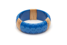 Splendette Pacific Cane Light Cane Bangle Wide Duchess blue carved tiki bracelet retro vintage 50s pinup jewellery Canadian Pin-Up Shop Suzie's Bombshell Boutique