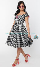 Unique Vintage Black and White Gingham Cap Sleeve Swing Dress for pinup pin-up retro vintage summer picnic 1950s 1940s dress for Suzie's Bombshell Boutique 
