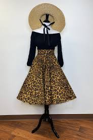 The Oblong Box Shop Leopard Print Circle Skirt TOBS Canada animal print swing skirt high waisted skirt retro vintage pinup 40s 50s rockabilly skirt Canadian Pin-Up Shop Suzie's Bombshell Boutique Port Dover