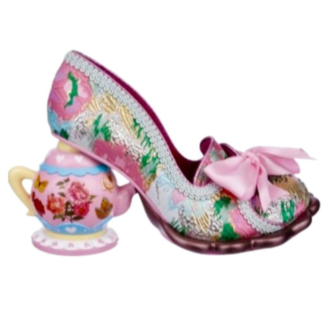 Irregular Choice Elevenses Shoes teapot character heel tea party tiffin teatime retro vintage altfashion pinup heels for women quirky pastel floral design Canadian Pinup Shop Suzie's Bombshell Boutique