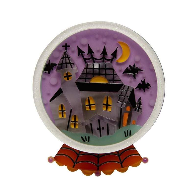 Erstwilder Mimsy Home Sweet Haunt Brooch retro vintage goth pinup acrylic pin resin jewellery Canadian Pin-Up Shop Suzie's bombshell Boutique