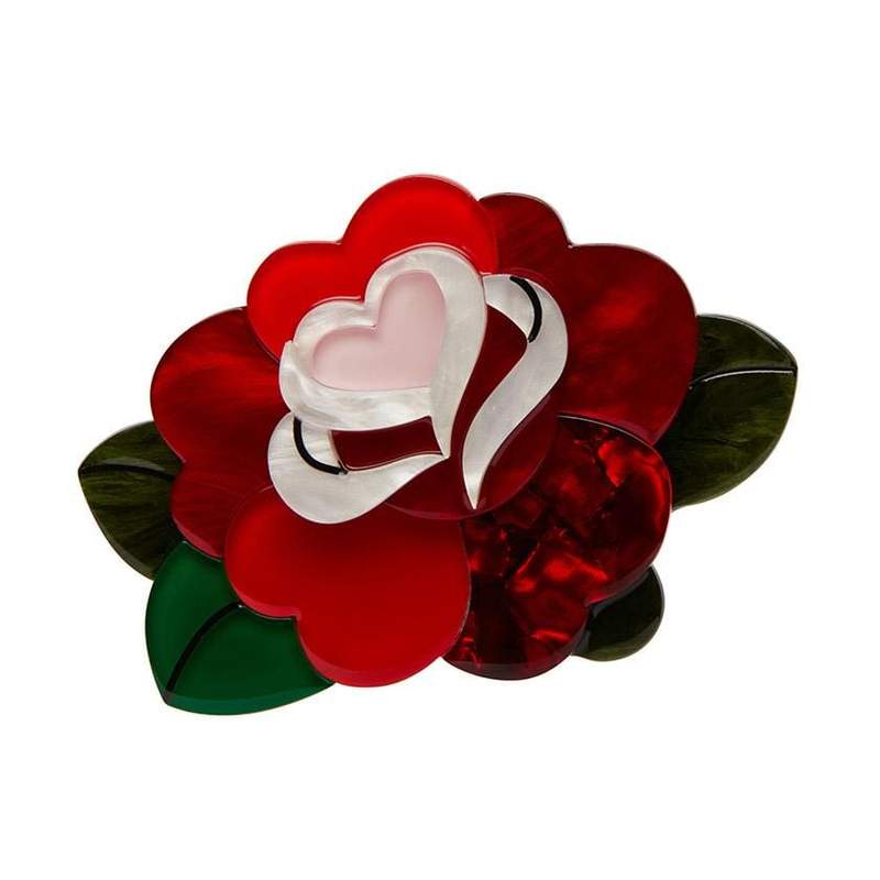 Erstwilder Mimsy Roses Are Red Brooch retro vintage pinup acrylic pin resin jewellery Canadian Pin-Up Shop Suzie's Bombshell Boutique