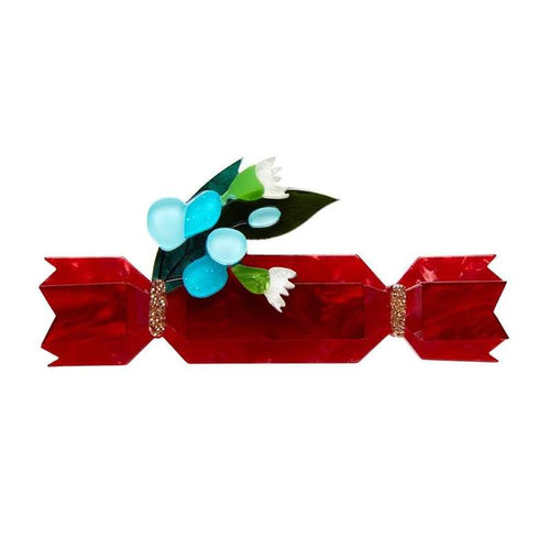 Erstwilder An Australian Christmas Bush Bon Bon Brooch christmas cracker resin acrylic pinup jewellery retro vintage Canadian Pin-Up Shop Suzie's Bombshell Boutique