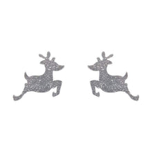 Erstwilder Essentials Reindeer Glitter Resin Stud Earrings Silver Christmas retro vintage pinup jewellery Canadian Pin-Up shop Suzie's Bombshell Boutique