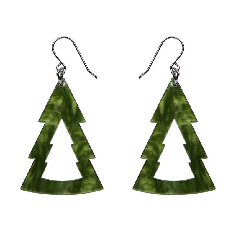 Erstwilder Essentials Tree Ripple Resin Drop Earrings Green Christmas Tree Earrings retro vintage pinup jewellery Canadian Pin-Up Shop Suzie's Bombshell Boutique