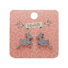 Erstwilder Reindeer Glitter Resin Stud Earrings - Silver