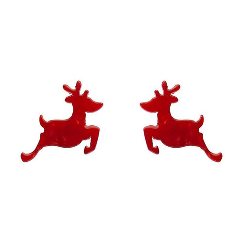 Erstwilder Essentials Reindeer Ripple Resin Stud Earrings Red Christmas retro vintage pinup jewellery Canadian Pin-Up Shop Suzie's Bombshell Boutique