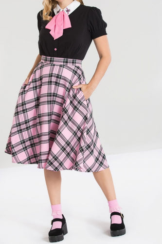 Hell Bunny Islay Swing Skirt pink plaid pastel tartan swing skirt retro vintage pinup rockabilly clothing Canadian Pin-Up Shop Suzie's Bombshell Boutique