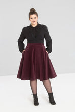 Hell Bunny Jefferson Corduroy Skirt in Wine burgundy winter skirt 40s 50s 70s retro vintage pinup rockabilly altfashion goth Canadian Pin-UP Shop Suzie's Bombshell Boutique