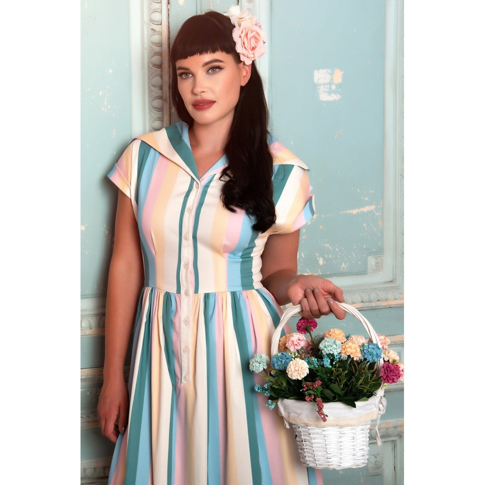 Collectif Judy Teacup Striped Swing Dress Suzie s Bombshell Boutique