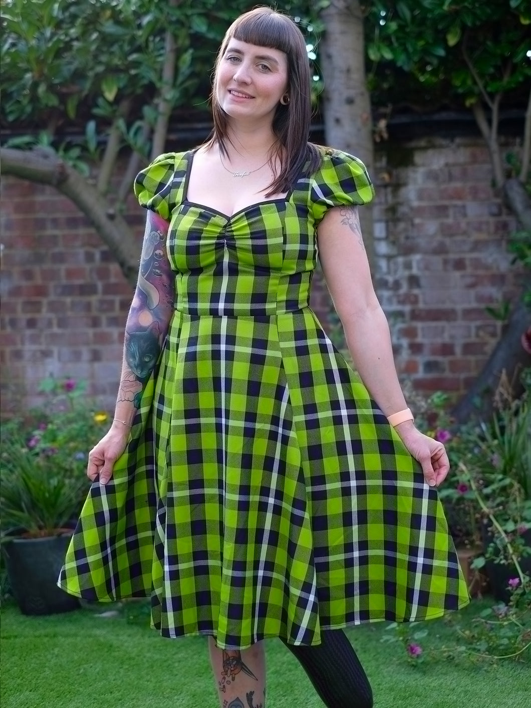 Collectif for Suzie's Bombshell Boutique Mimi Frogs Breath check tartan plaid retro vintage pin-up pinup rockabilly swing dress.